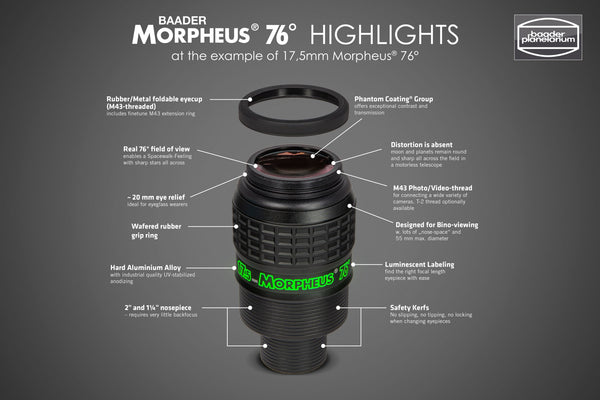 Baader Morpheus 76° widefield and long eye relief eyepiece 9mm